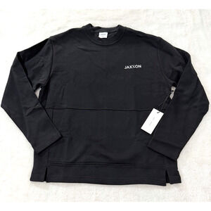 JAXXON Crewneck Black Sweatshirt Embroidered Logo 100% Cotton Size M